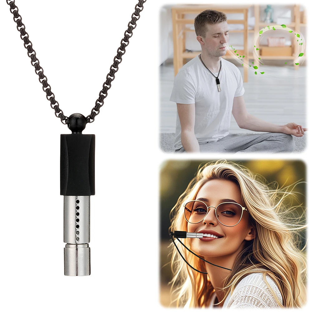 Ademhalingsweerstand Fluitje Ketting Roestvrij Staal Meditatie Fluitje Ketting Mindful Ademhaling Ketting Meditatie Sieraden