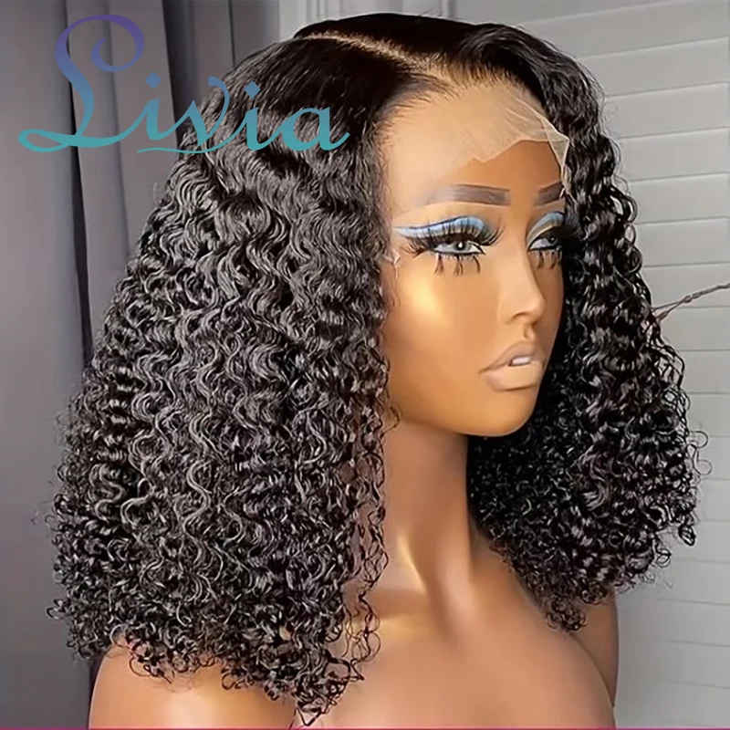 

200% Density Loose Deep Wave Bob Wigs Human Hair 13x4 Water Wave Lace Frontal Wig Kinky Curly Short Bob Wig 4x4 Closure Wig