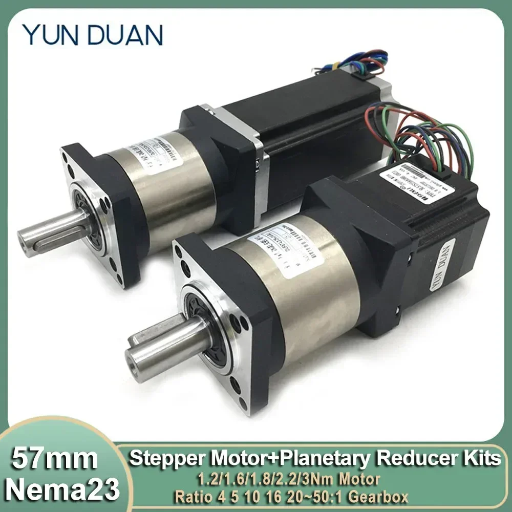 Nema 23 kit redutor planetário motor de passo caixa de engrenagens step-down 1.2-3nm para fresadora manipulador roteador cnc