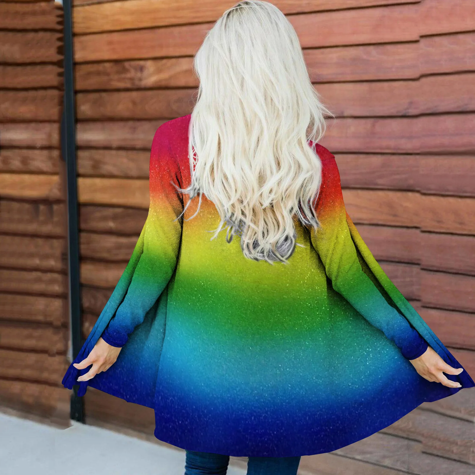 Tie dye coat for women in spring and autumn loose and fashionable long sleeved 2024 new comfortable casual cardigan WL2