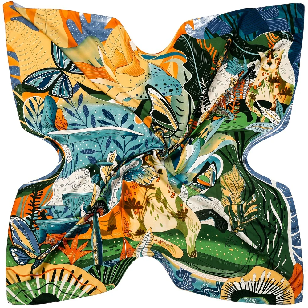 

130cm French New Style Scarf Butterfly Leopard Print Versatile Shawl Warm Winter Scarf Sun Protection Gift Large Square Scarf