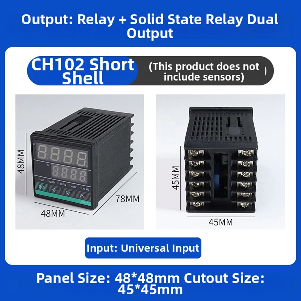 Digital PID For Temperature Controller CH102 Relay For SSR Dual Output Thermostat 220VAC For Industrial Oven Dryer Injection Mol