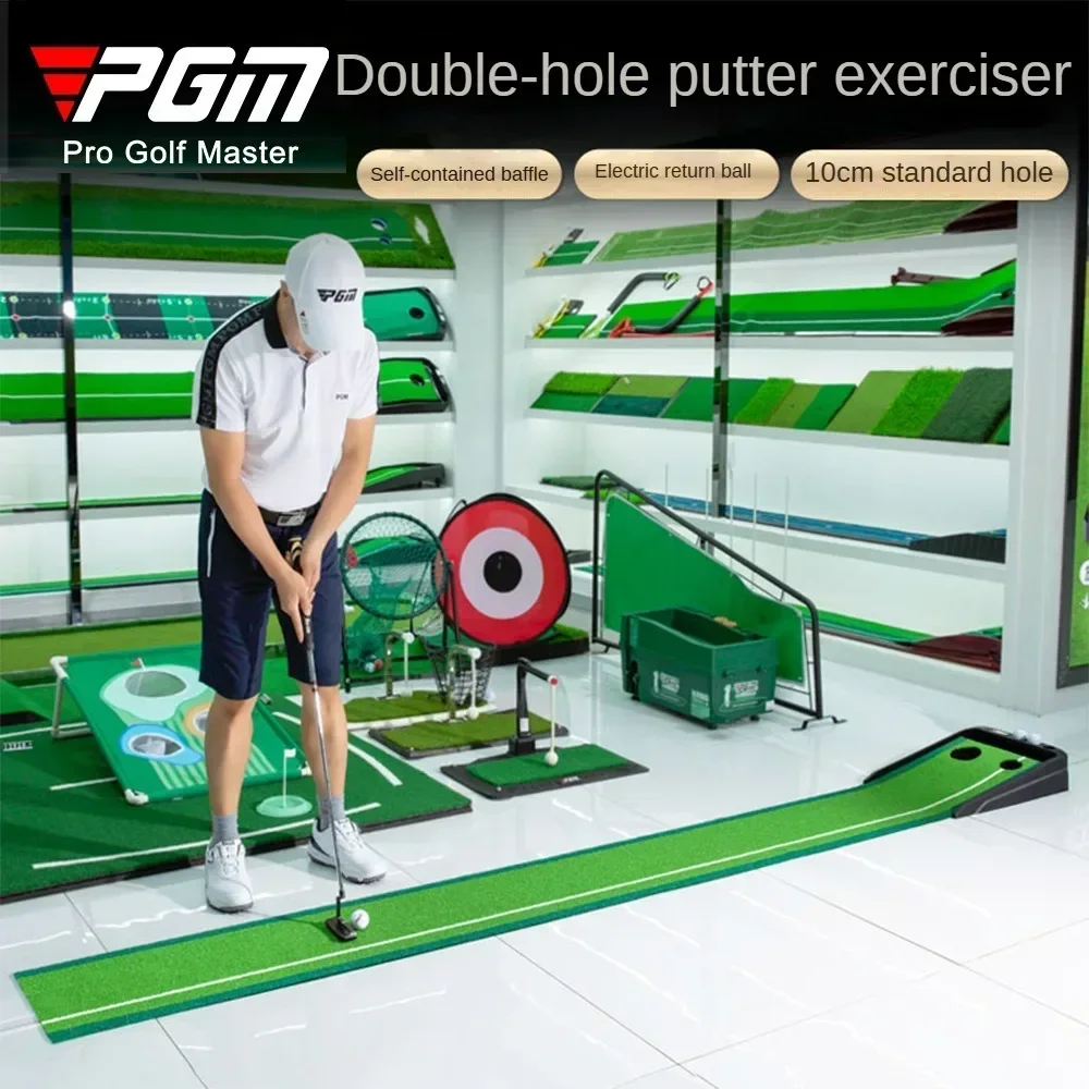 PGM-Juego de Mini Golf eléctrico para interiores, dispositivo de práctica de Golf de dos agujeros, retorno de pelota, TL029