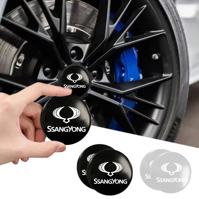 with logo Car Wheel Caps Stickers for Ssangyong Actyon Rexton Korando Rodius Kyron Tivoli Musso XLV Stavic Turismo Accessories