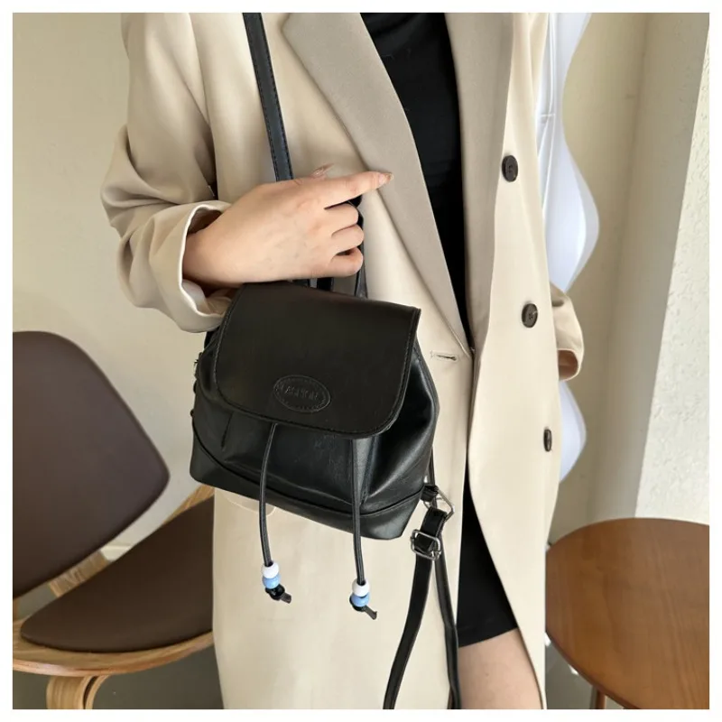 New Fashion Minimalist Handheld Shoulder Bag Fashion Girl Small Backpack Retro Spliced Backpack Luxury Brand Female Shoulder Bag