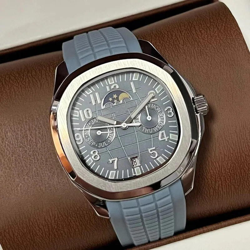 2026 new day and night non working luxury automatic mechanical watch stainless steel case rubber strap men's casual watch view 2