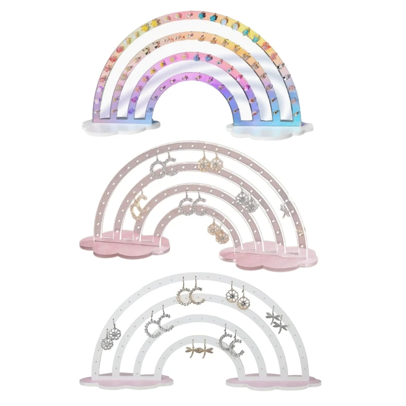 

Acrylic Rainbow Cloud Earring Rack Unique Rainbow Cloud Earring Display Stand Practical Storage Holder for Bathroom Dropship