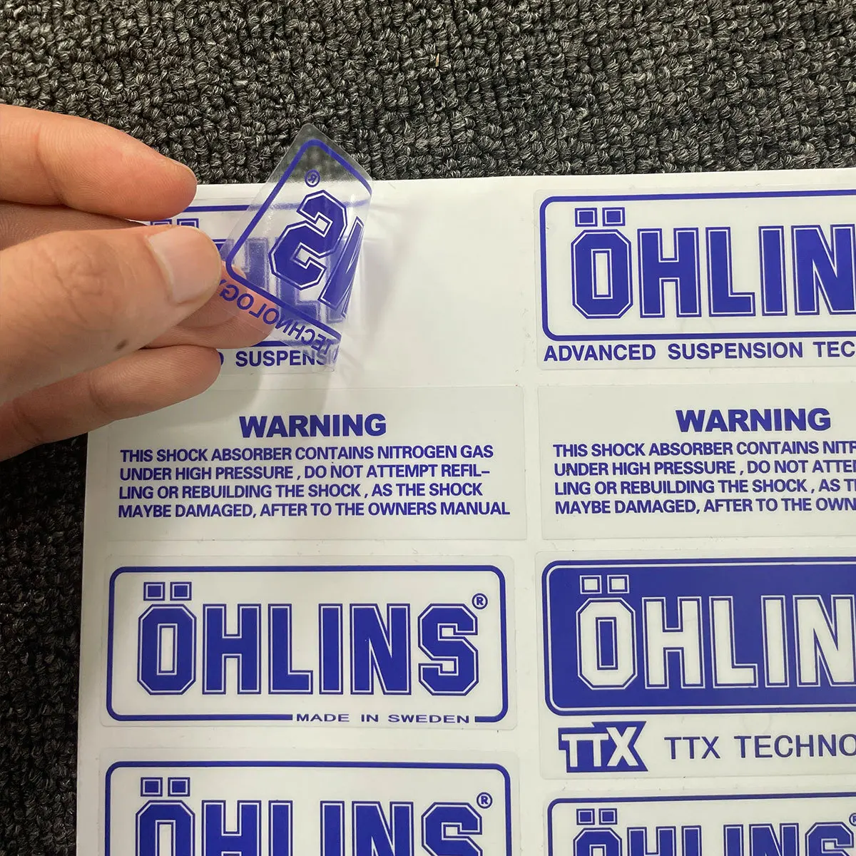 Shock Absorber Waterproof Ohlins Logo Sticker Motorcycle Shock Absorber Sunscreen Transparent Decorative Decal Universal Type