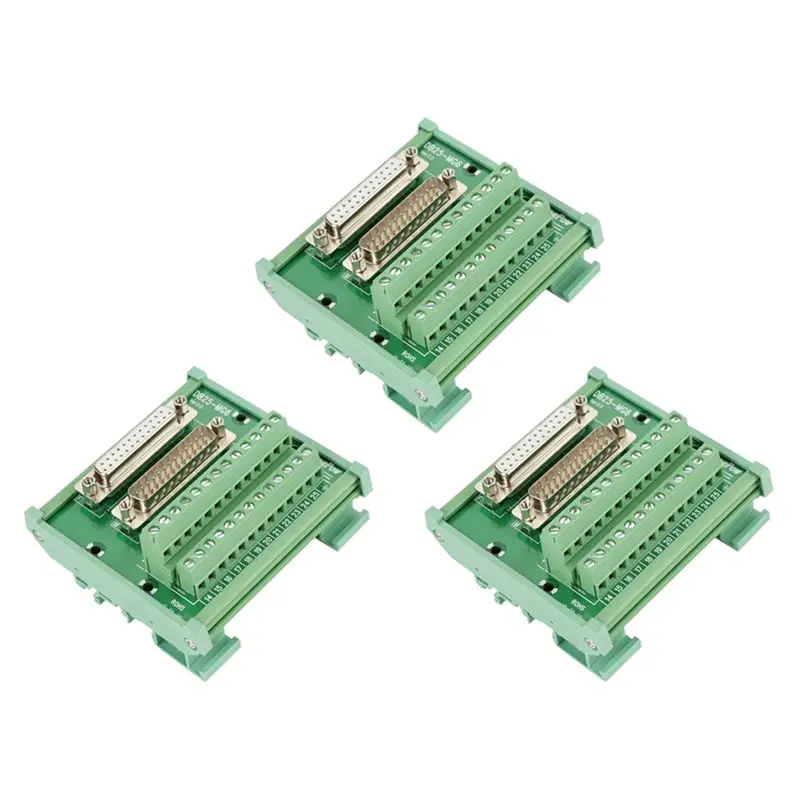AT02-3X DB25 DIN Rail Mount Interface Module Male/Female Connector Breakout Board