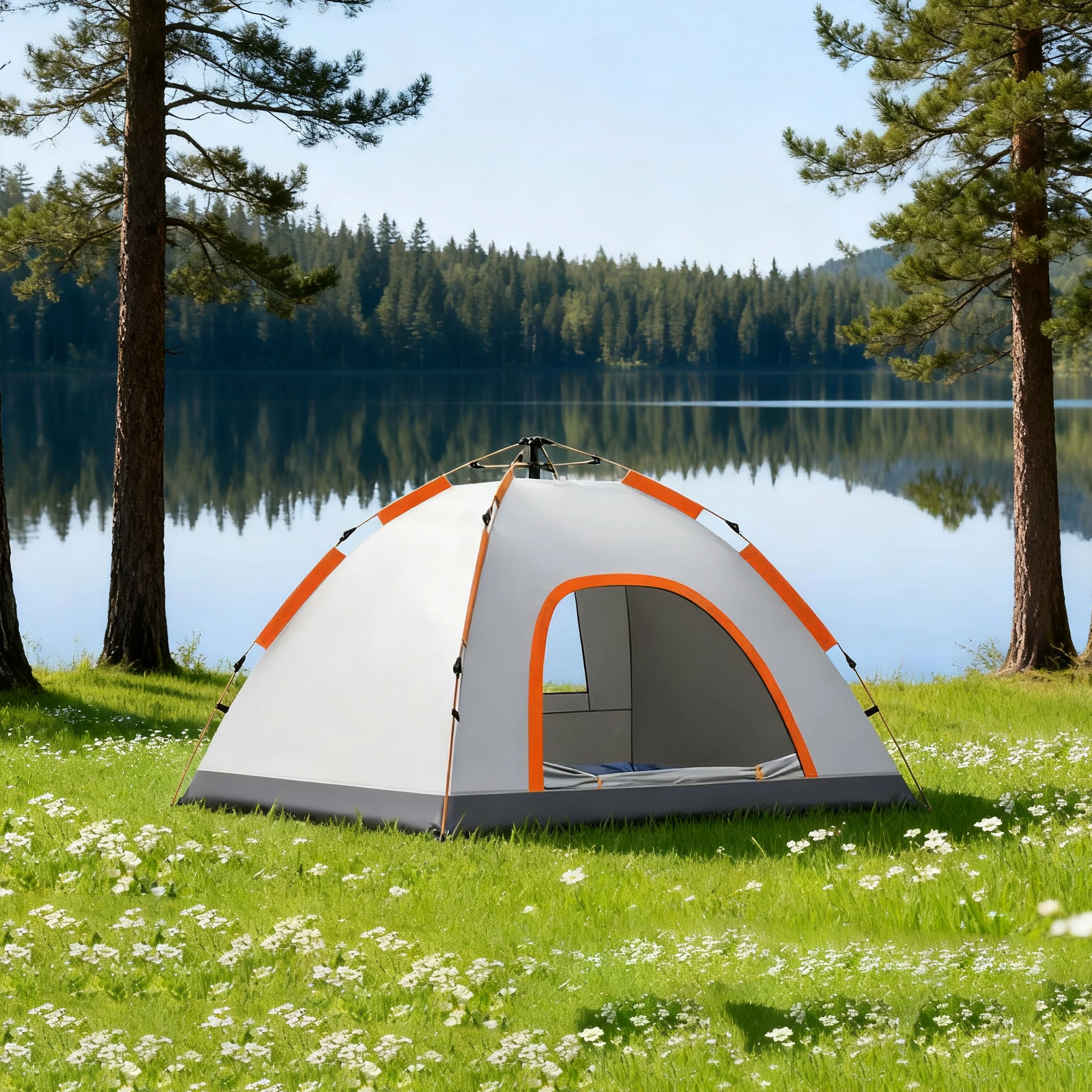 

STLF Single-Layer Waterproof Oxford Outdoor Tent Easy Setup Packing Large Wilderness Camping Space Fully Automatic Mosquito-Proo