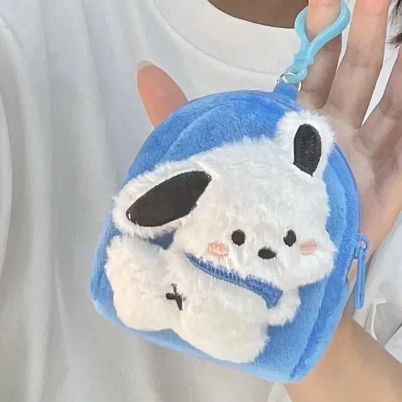 Sanrio pochacco bolsa de moedas de pelúcia bonito dos desenhos animados anime pochacco kawaii fone de ouvido saco de armazenamento mochila ornamentos brinquedos presentes do feriado