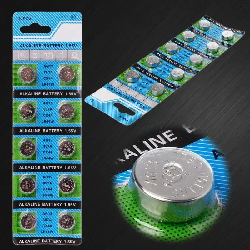 10pcs/1pc lot 1.55V AG13 LR44 A76 LR44 357A S76E 13 Alkaline Button Cell Coin Batteries for Calculators Computers