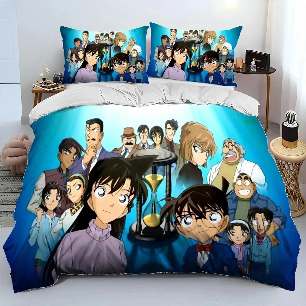 Detective C-Conan Cartoon Anime Comforter Bedding Set,Duvet Cover Bed Set Quilt Cover Pillowcase,King Queen Size Bedding Set Boy