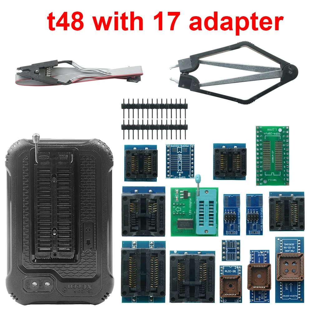 

2024 New T48 V12.67 Universal Programmer+17 Adapter TL866 Flash EPROM with Test Clip Smart Chip Programmer 100% XGECU