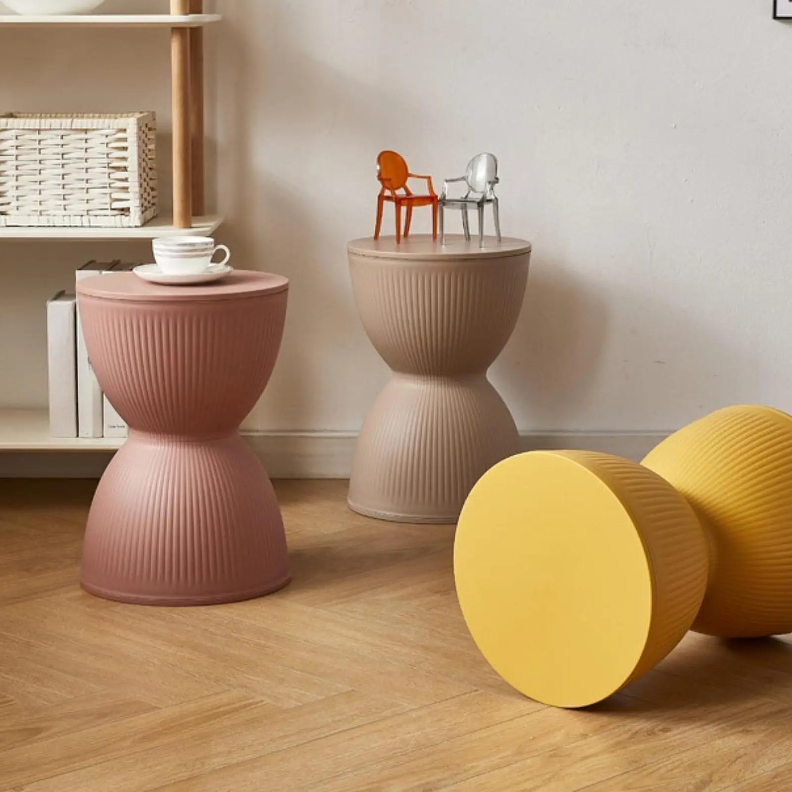 Nordic Small Round Foot Stool Multipurpose Seat Ottoman for Shoe Changing Bedside Sitting in Home Living Room Bedroom Entryway image 5