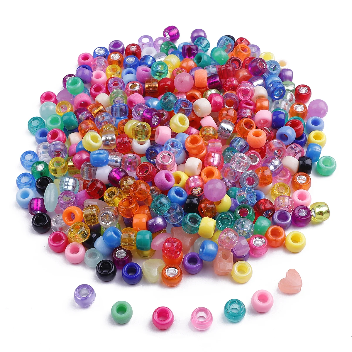 100pcs 9x6mm Colorful Pony Beads Fashion Big Hole Acrylic Beads Kids DIY Bracelet Necklace Making HandCrafts Girls Hair Beads