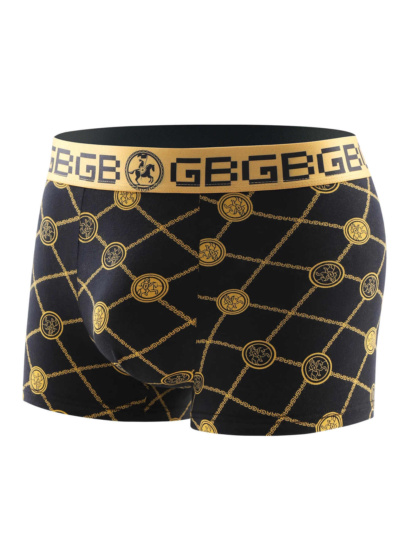 4pcs/multi-style men\'s underwear, black and gold printed boxer briefs, trendy personality briefs men\'s comfortable boxers