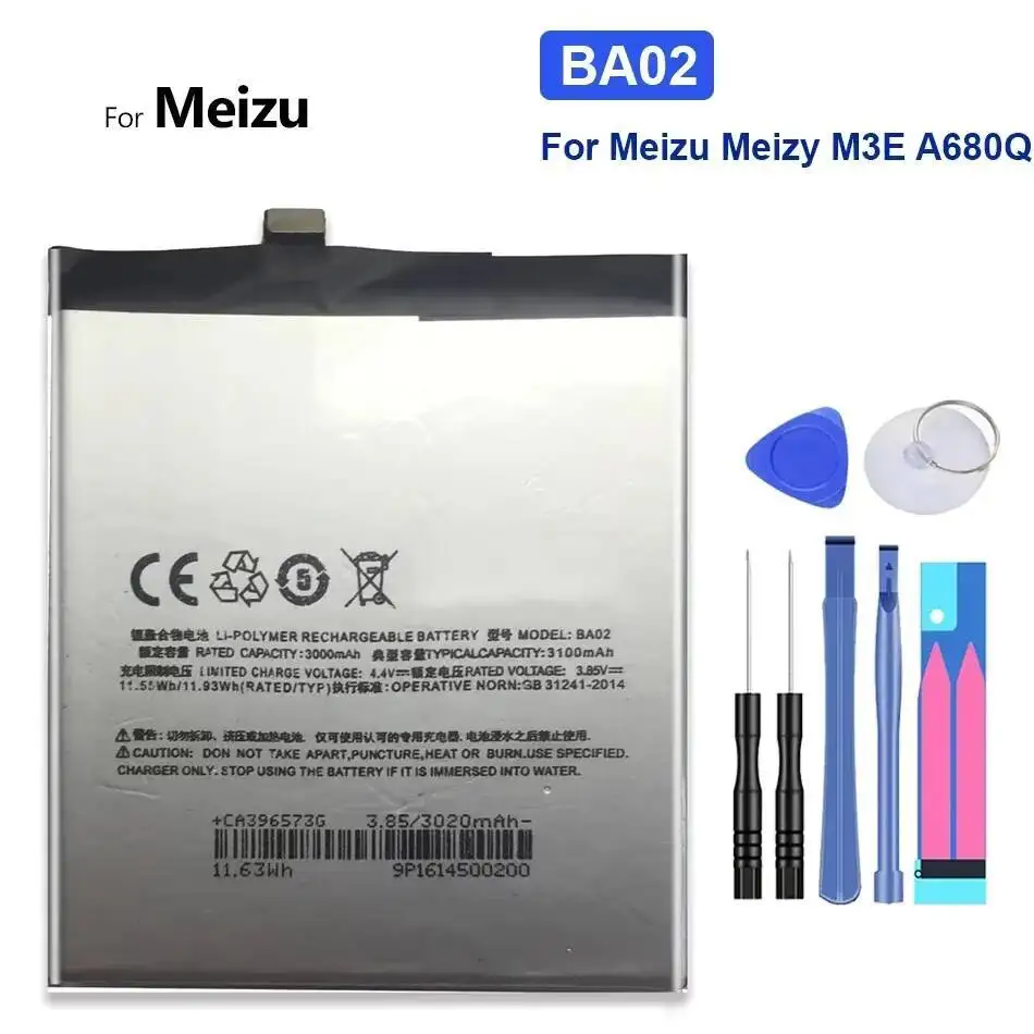 

Lightweight Mobile Phone Battery For Meizu Meizy M3E A680Q 3100Mah Environmentally Friendly BA02