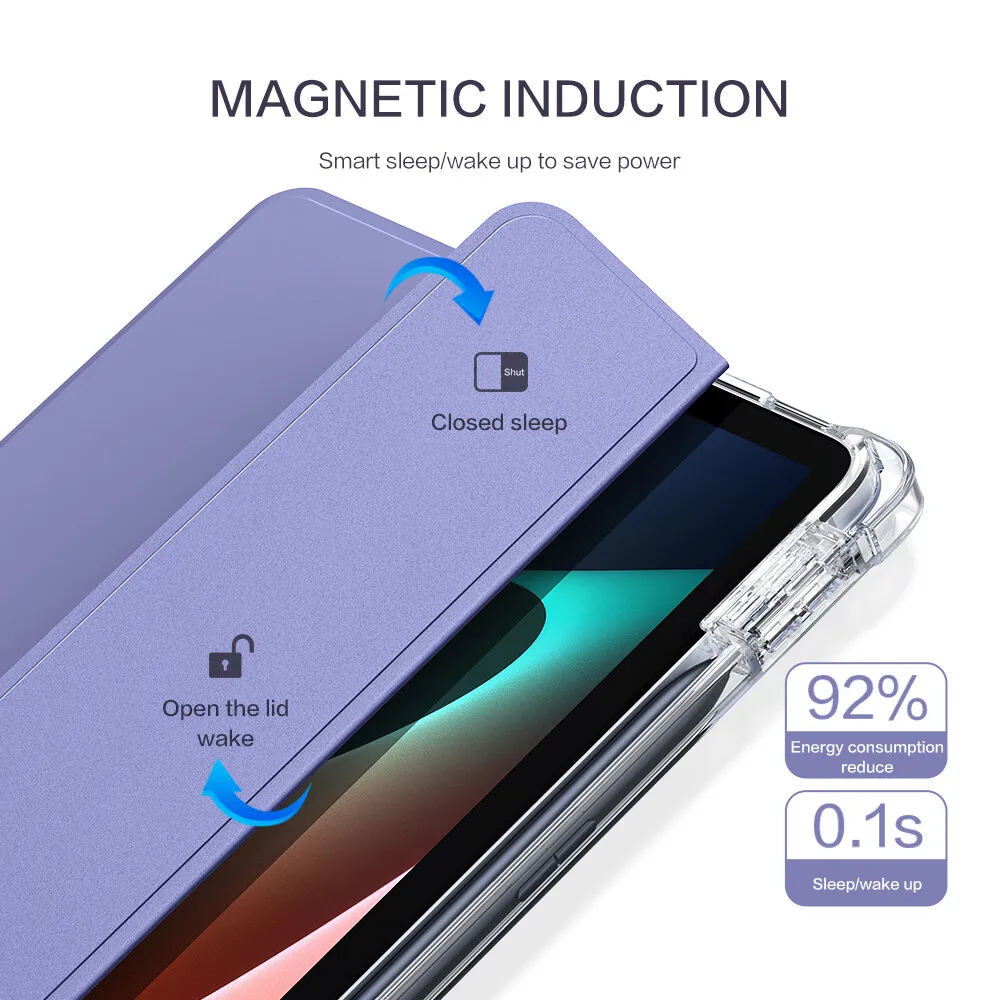 Smartdevil para xiaomi mi almofada 5 caso macio sílica inteligente capa para mi almofada 5 pro com suporte de lápis protetor de tela de vidro temperado