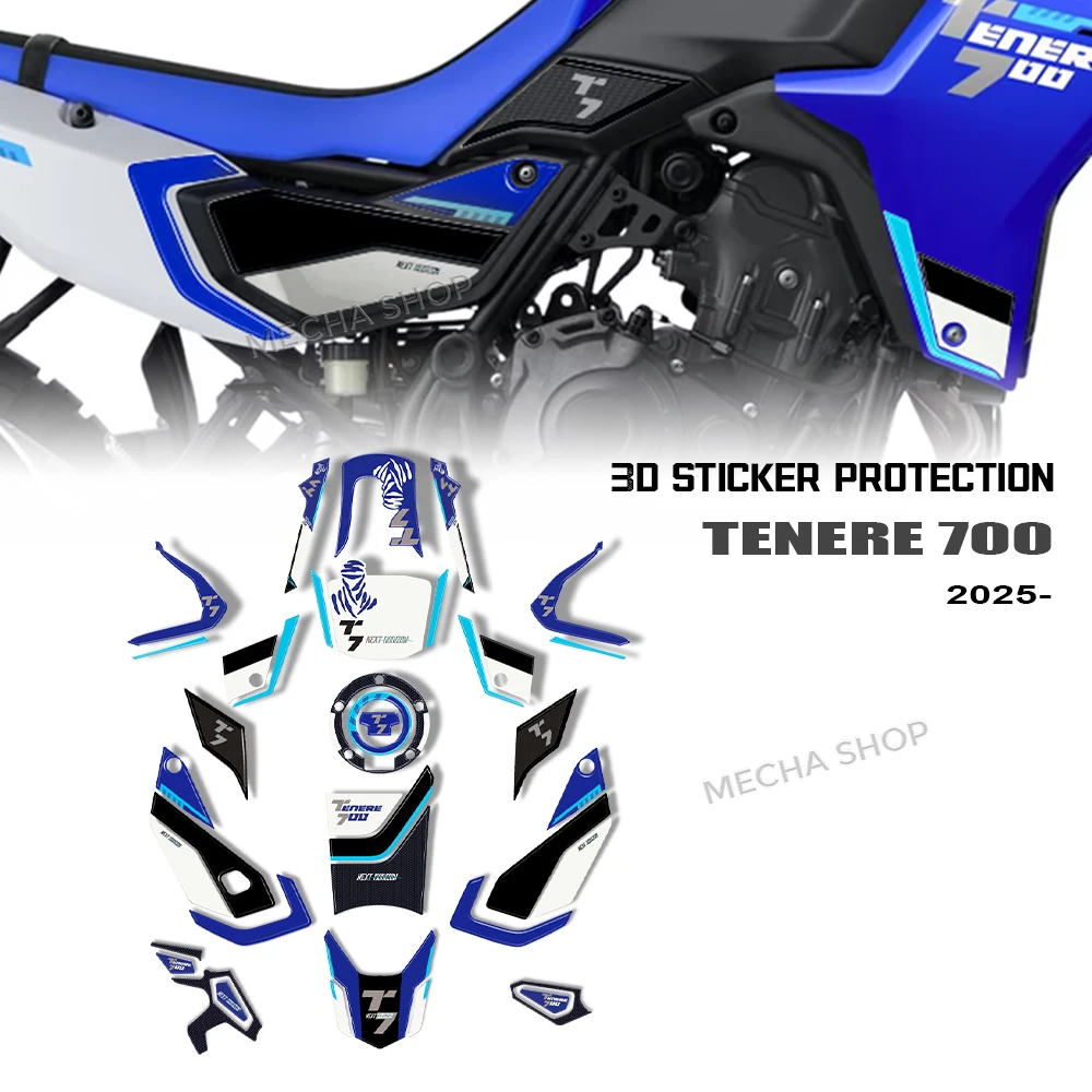 

For Tenere 700 TENERE700 T700 2025 New Accesses Motorcycle Fuel Tank Pad 3D Epoxy Sticker Protection Kit