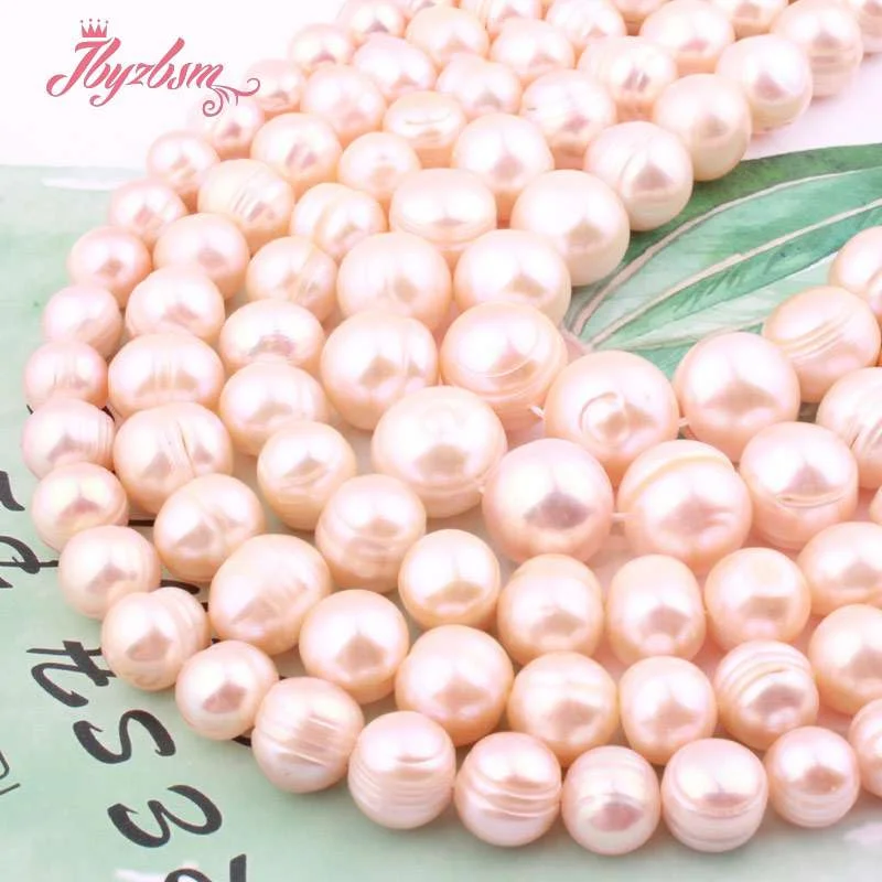 Natural Freshwater Pearl Pink Nearround Loose Stone Beads For Necklace Bracelet DIY Jewelry Making Strand 15 Inch Free shipping