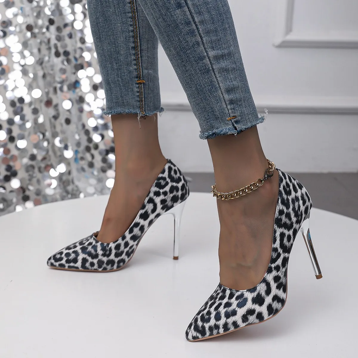 Women Pumps 2024 New Autumn Sexy Leopard Luxury High Heels Shoes for Women Elegant Office Pointed Toe Luxury High Heels Women image 3