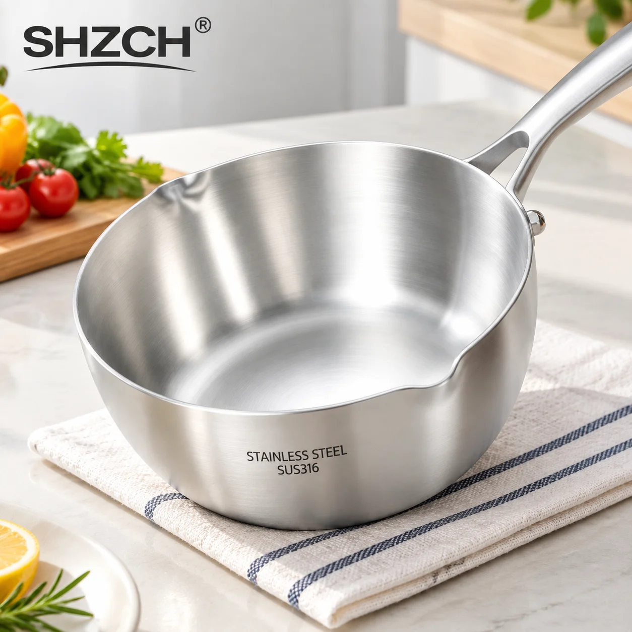 316 Stainless Steel Nonstick Snow Pan Thickened 5-Layer Baby Food Milk Soup Frying Pan Household All-in-One Pot