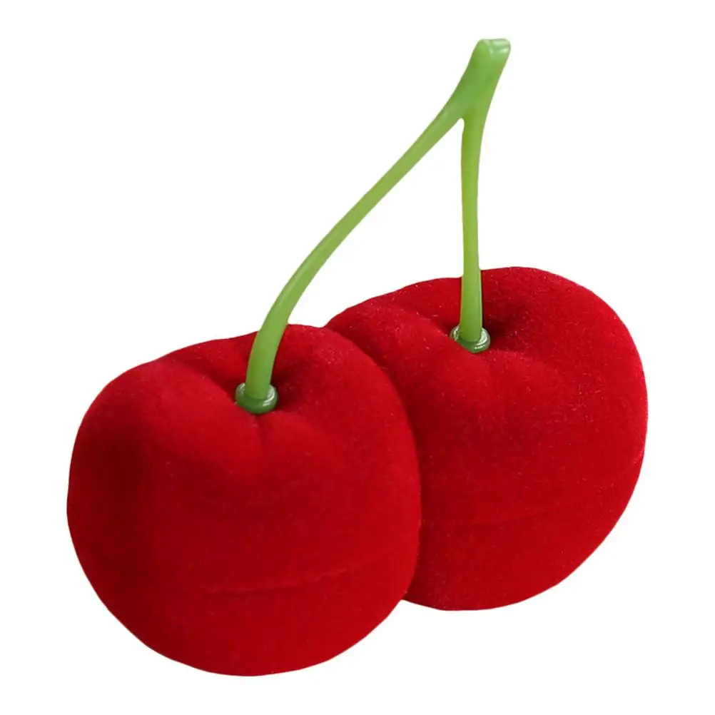 

Cherry Jewelry Box Red Lint Ring Earrings Holder Storage Container ganize Accessories Delicate nament Decorate Gift Packaging