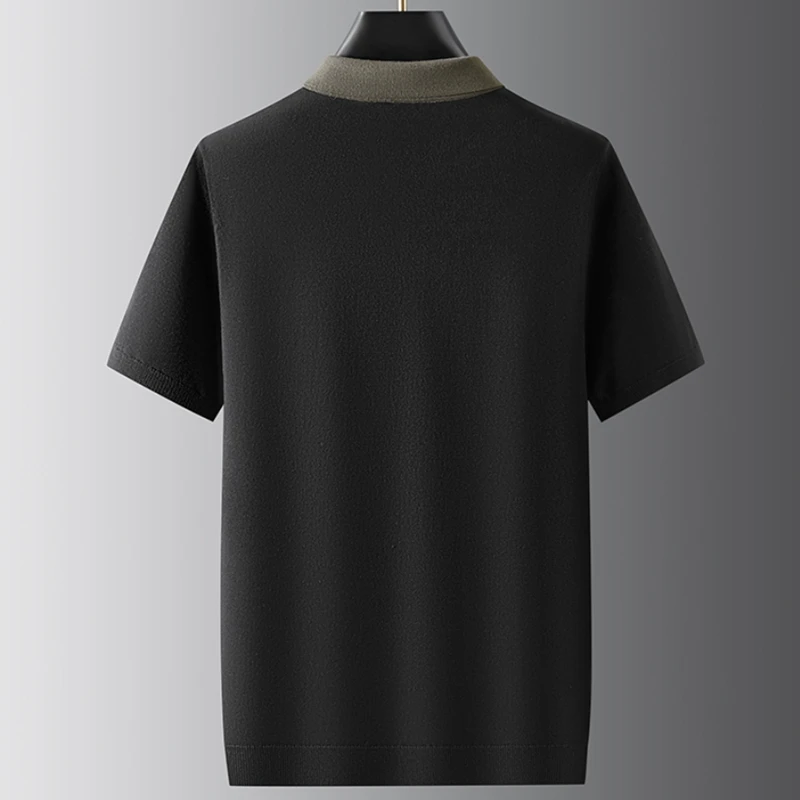 8XL 7XL 6XL 2025 nuevo Otoño Invierno de gama alta de lujo suéter de lana fina hombres moda Patchwork hombres jerseys cremallera solapa jerseys hombre