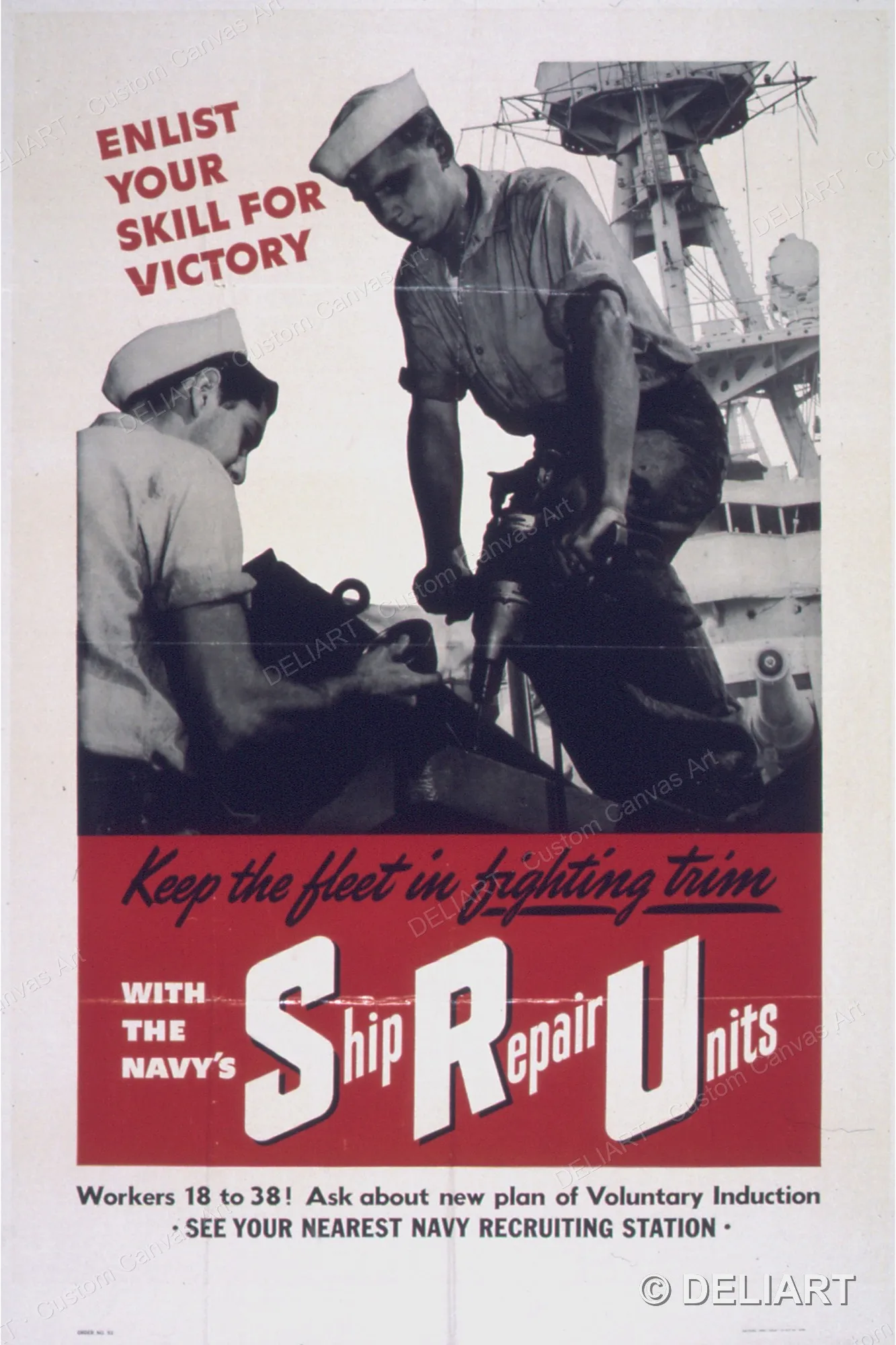 Enlist your Skill for Victory Vintage WWII Propaganda Canvas Wall Art Poster Print Retro Home Decor Unframed