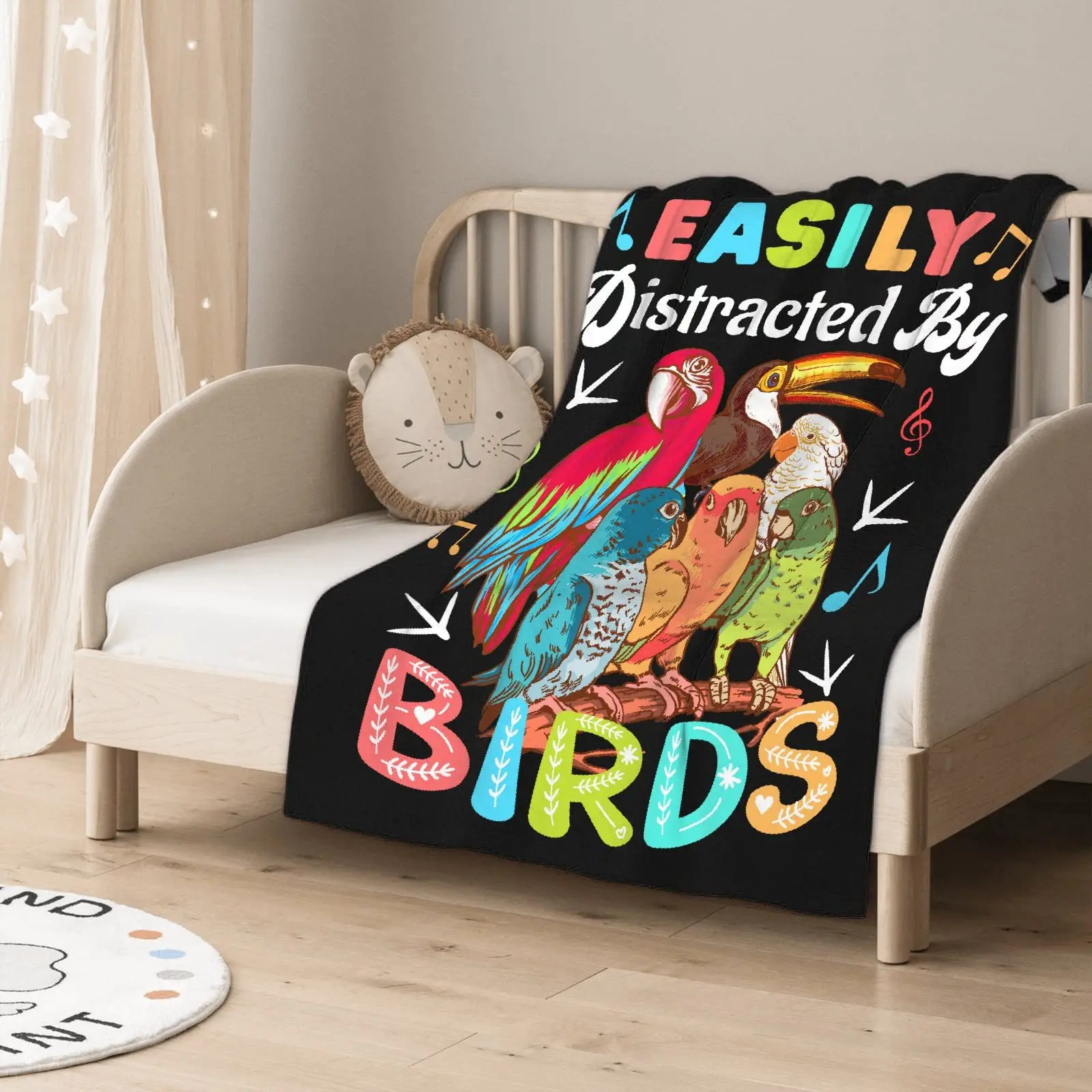 Colored English Parrot digital-printed polyester Bedroom velvet flannel soft sofa cover blanket Fleece soft sofa cover blankets