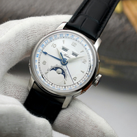 NEW Merkur Moon Phase Awaken Calendar Watch Business Formal Wear Mechanical Watch Vintage Date Window White 40mm Reloj Hombre