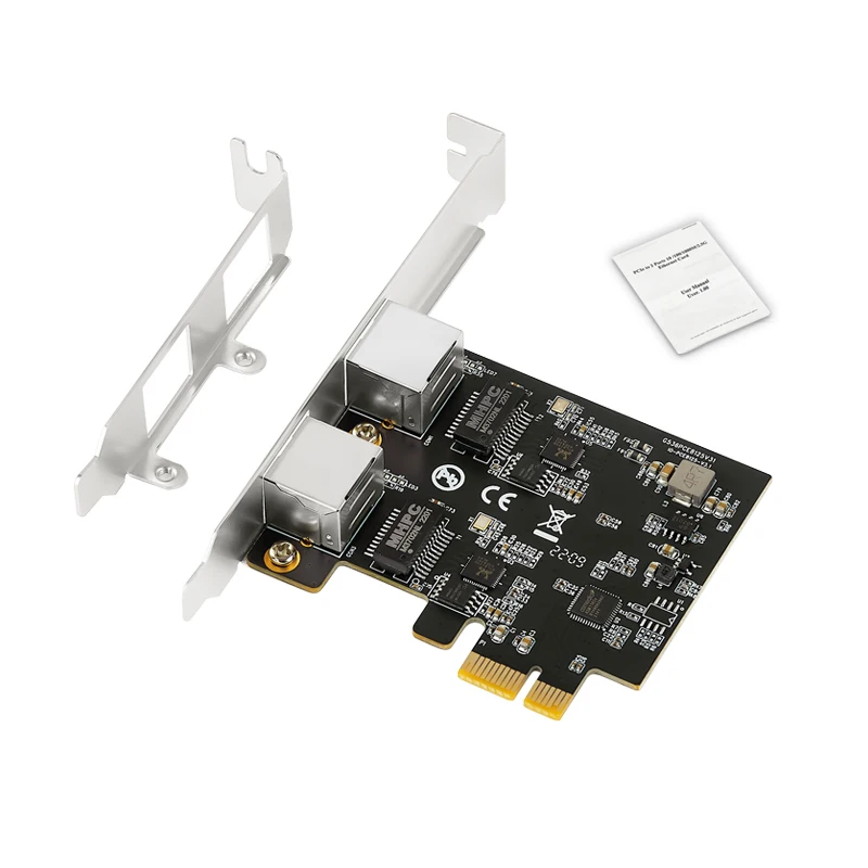 2.5Gb Network Card PCI Express Gigabit Network Adapter with 2 Ports 2500Mbps PCI-E Ethernet Card RJ45 LAN Controller Card for PC