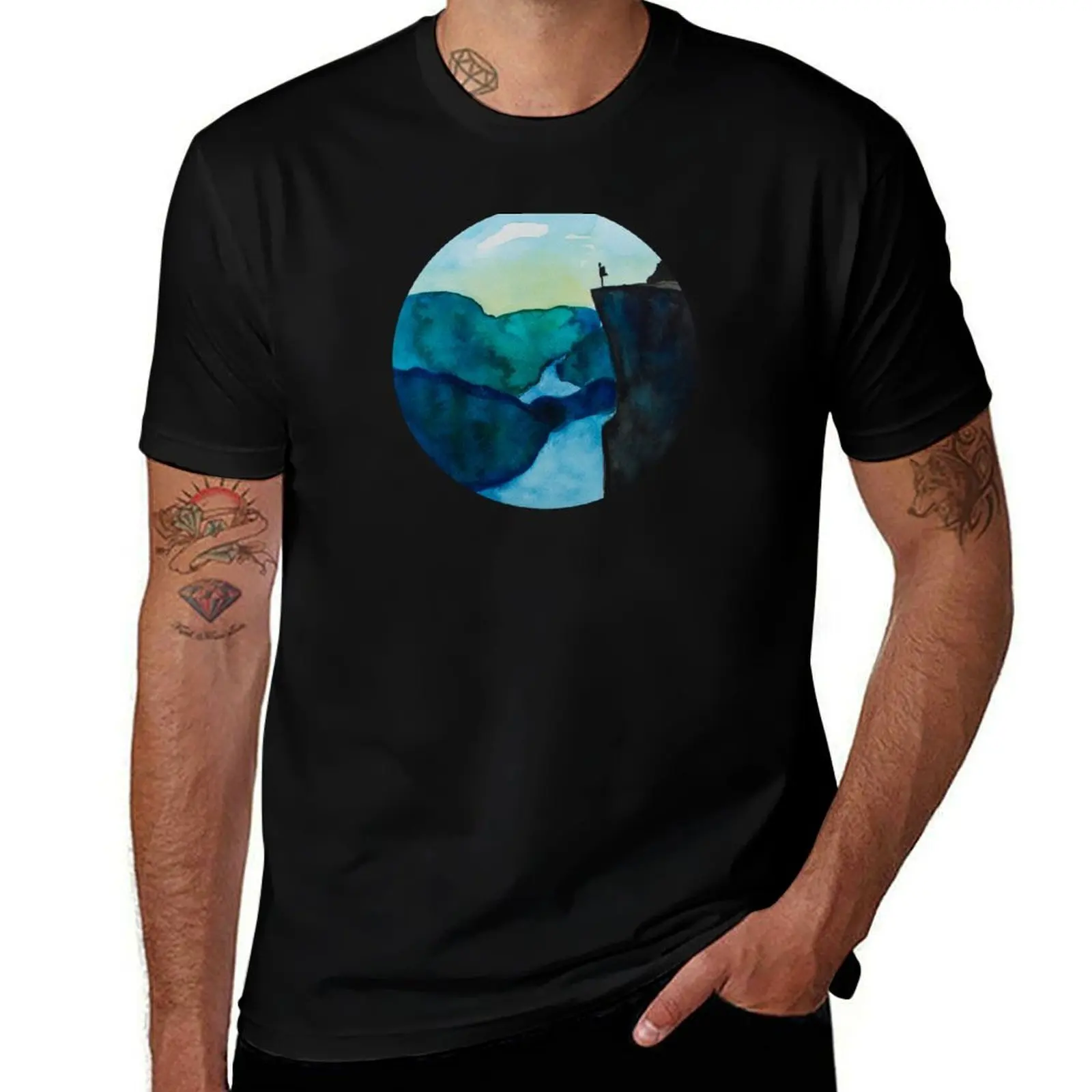 Norway Preikestolen I Backpacker I Watercolour Design T-Shirt printed t shirts for man T-Shirt