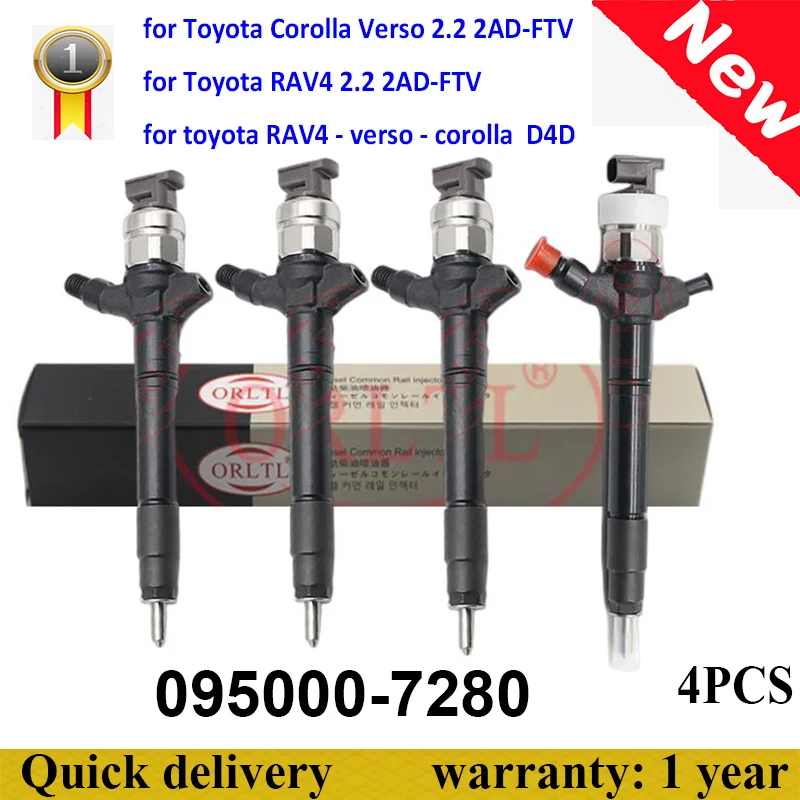 

NEW 095000-7280 095000 7280 0950007280 for Toyota Corolla Verso 2.2 2AD-FTV Diesel Engine Fuel Injector 4PCS