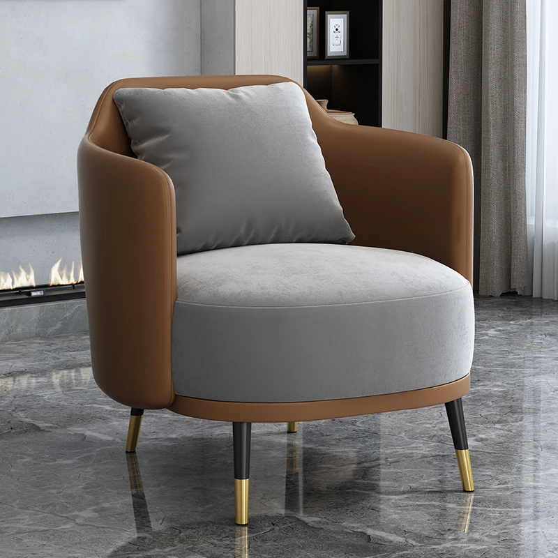 

Light luxury lounge area Reception and negotiation of tables chairs Coffee shop Small round table hotel room Single sofa chair
