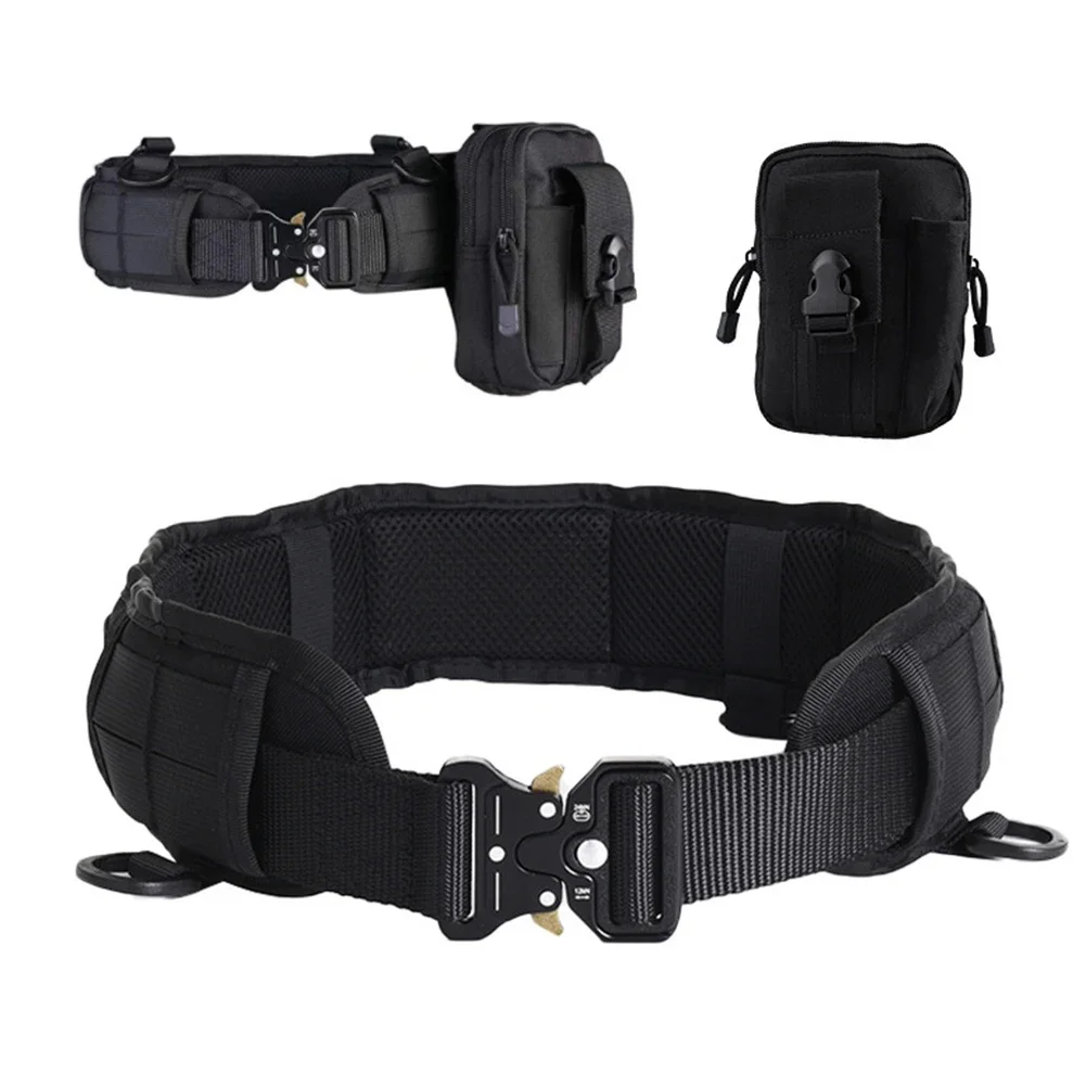 Tactical Battle Belt MOLLE Men Battle Belt Set Hunting Outdoor Inner Waist Belt W/ Phone Tool Bag