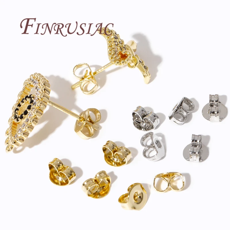 50Pcs/Lots Ear Locking For Studs Earing Plug 14K Gold Plated Earring Backs Stopper Supplies For Jewelry,DIY Earring Accessories