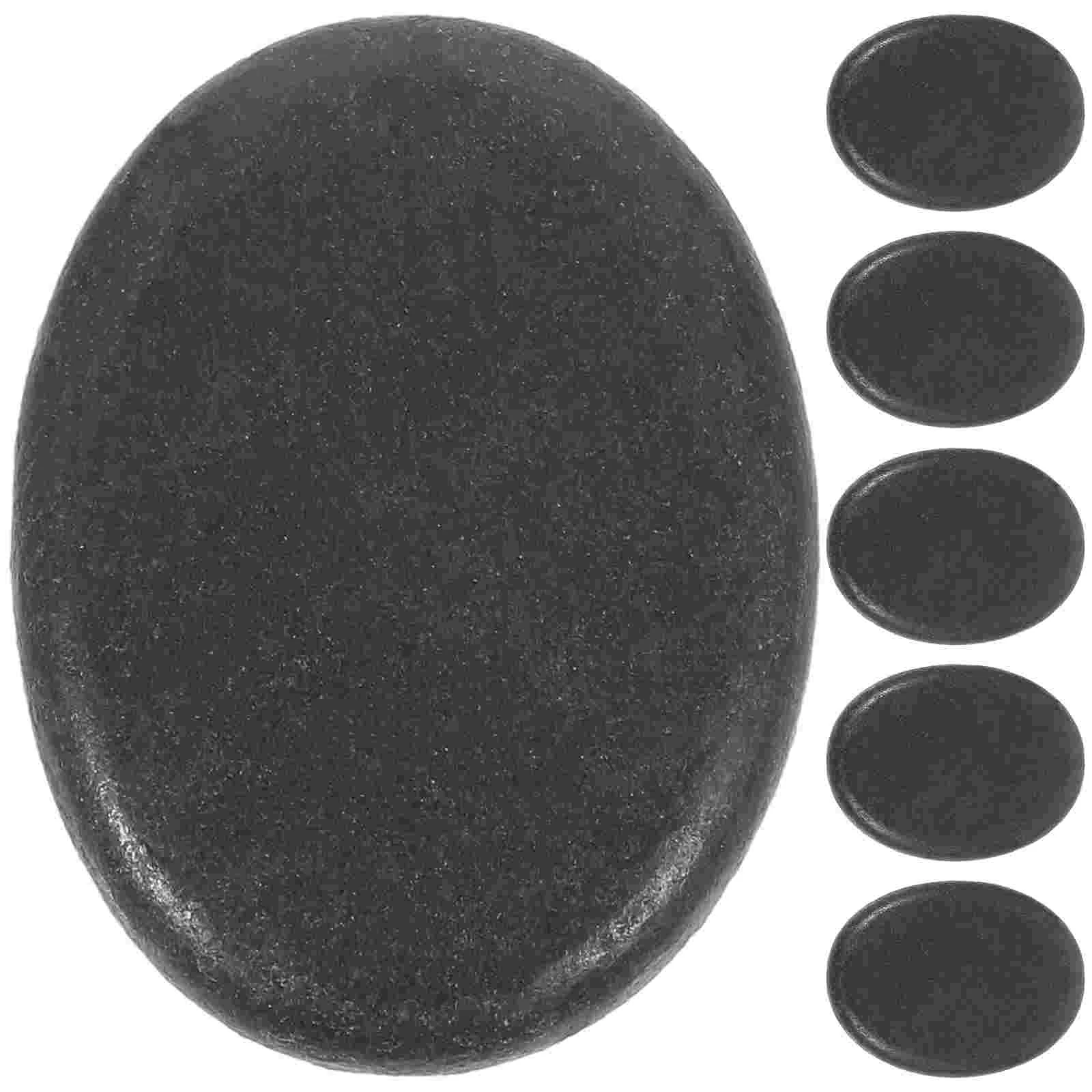 6 Pcs Skin Care Massage Stones Energy for Spa Flat Black Absorbent