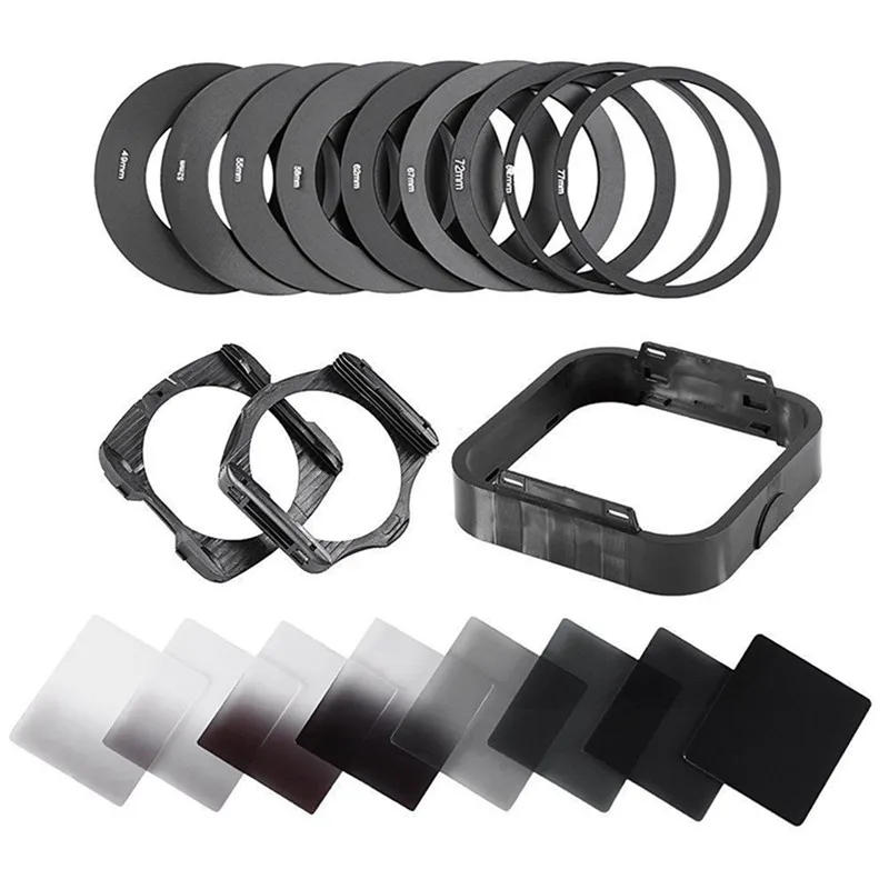 Filtro de cámara gradiente densidad neutra Gradual ND filtros de resina cuadrados adaptador anillos soporte Cokin serie P sistema para DSLR