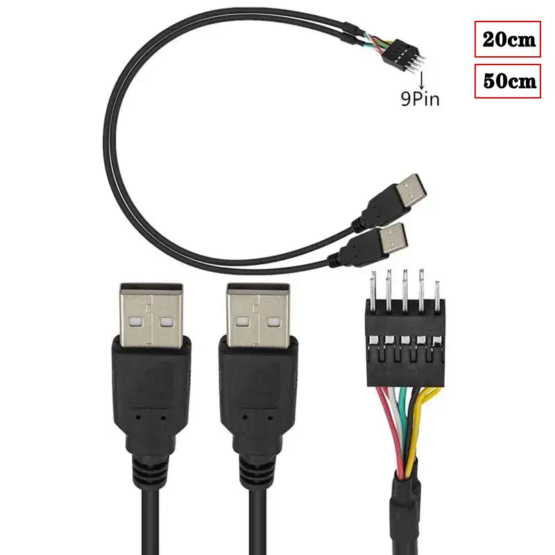 20cm USB AM/DuPont 2.54/2 * 5P DuPont USB Cable Dual USB Male To DuPont 9Pin 9-Pin Motherboard Cable