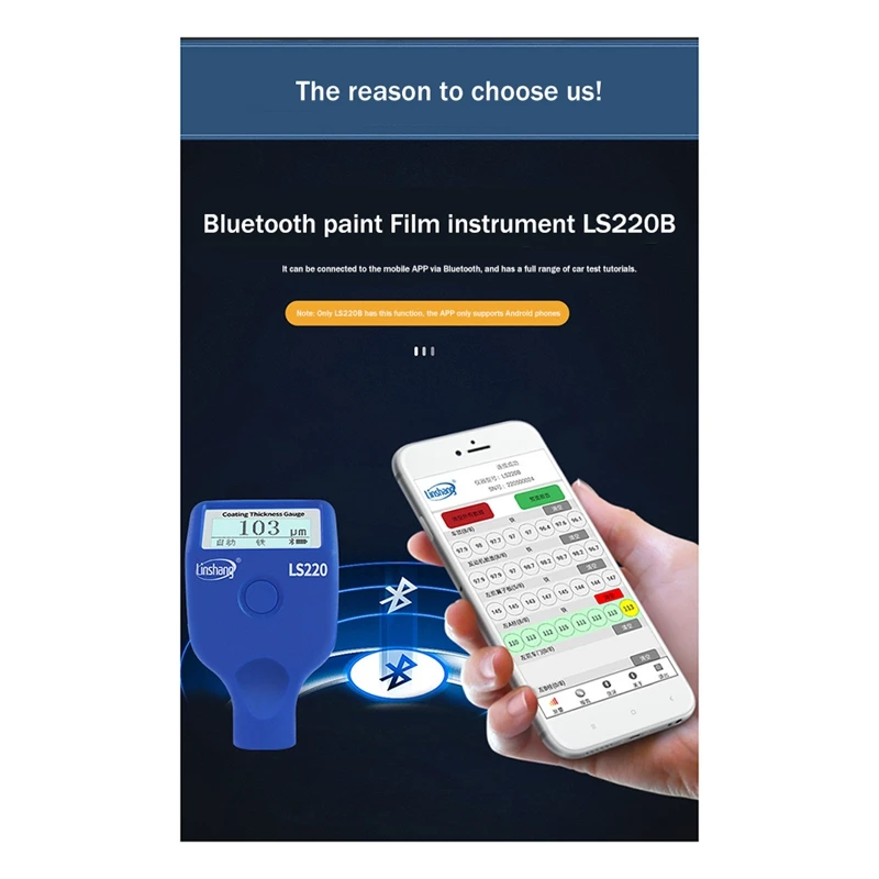 Linshang LS220B Thickness Gauge Coating Thickness Gauge Car Paint Meter LCD Screen 2000Um For Car Dry Film