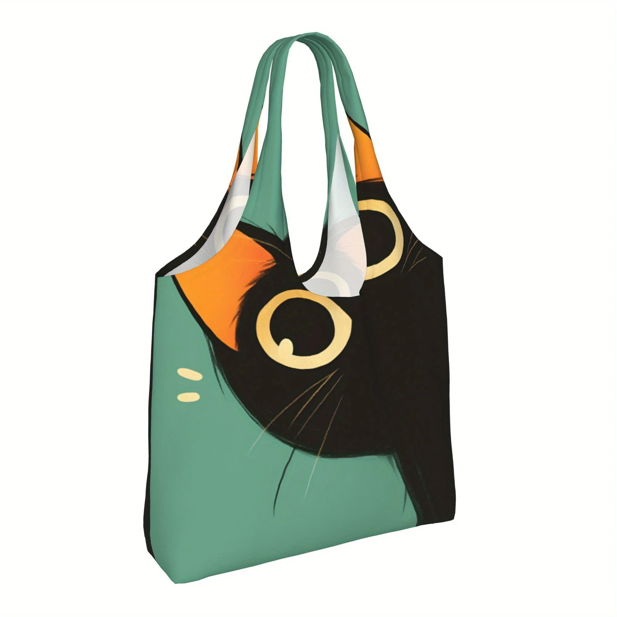 

1pc Cute Cartoon Cat Canvas Tote Bag - Large Capacity, Reusable Shoulder Bag for Women, Perfect for Shopping,olors, Beach Tote