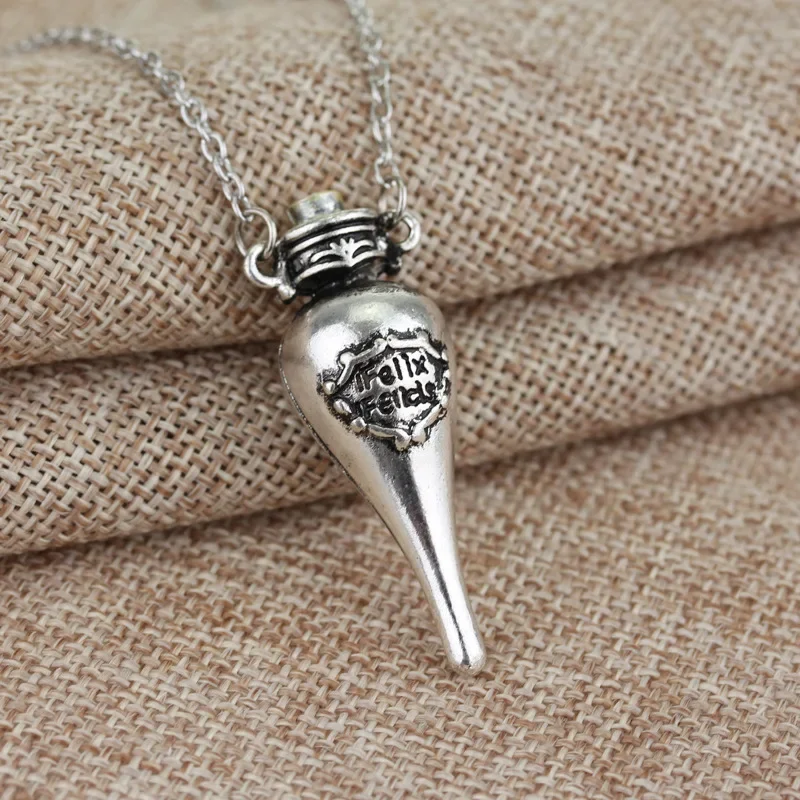 Harries Necklace Felix Felicis Pendant Magic Lucky Poison Bottle Alloy Jewelry Vintage Movie Book Witch Wizard Accessories Gifts