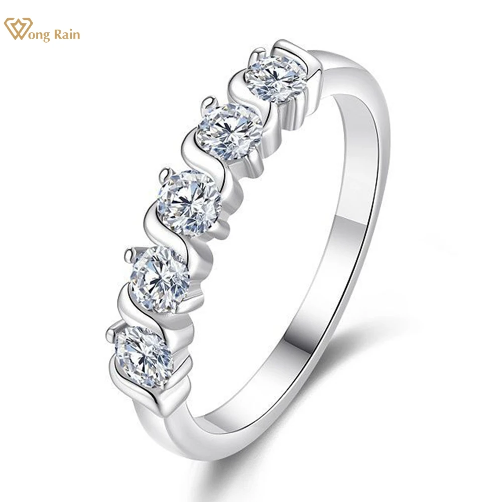 

Wong Rain 925 Sterling Silver 3EX VVS1 D Color Round Cut 3 MM Real Moissanite Diamonds Gems Wedding Row Rings Fine Jewelry Band