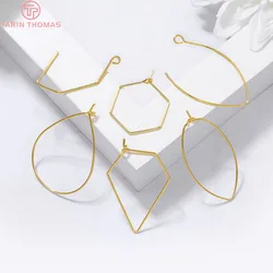 (2581)20PCS 21x39MM 18x38MM 24K Gold Color Brass Irregular Earrings Hoop Earring Hooks High Quality DIY Jewelry Making Findings