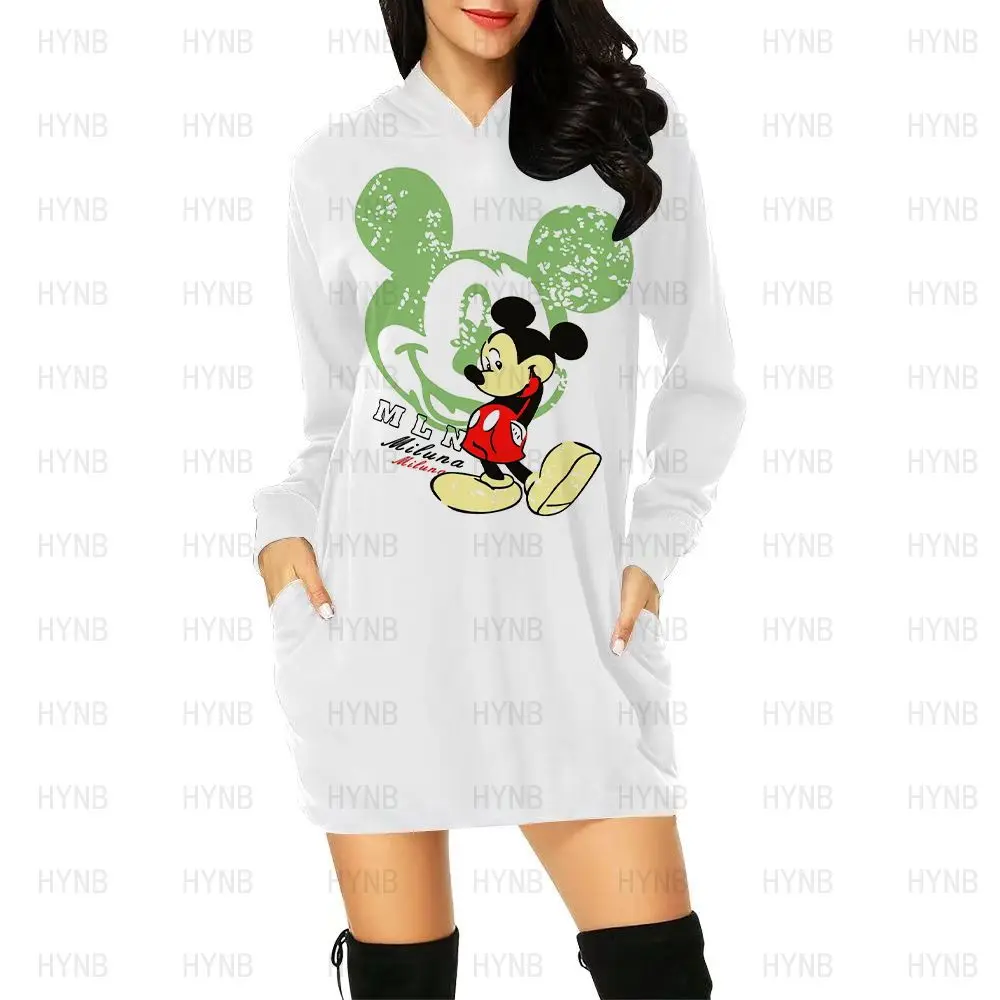 

Elegant Women's Dresses for Party 2022 Disney Chic Woman Evening Dress Minnie Mouse Mickey Kawaii Mini Long Sleeves Sexy Hoodie