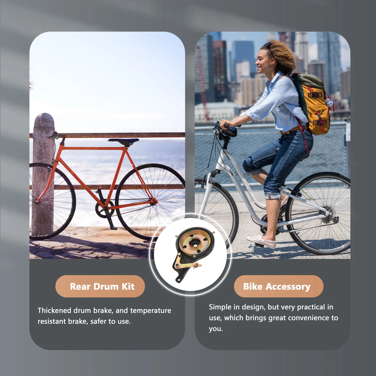 

1Set Thickened Wear-Resistant Drum Brake Rear Kit Compact Lightweight Electric Bike Accessory Bike Brake Rear Drum Kit