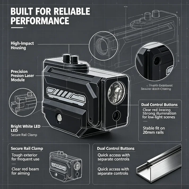 Lightweight 2-in-1 Model Flashlight White Illumination Red Aiming Beam Stable Housing Hobby Leisure Modification Supply