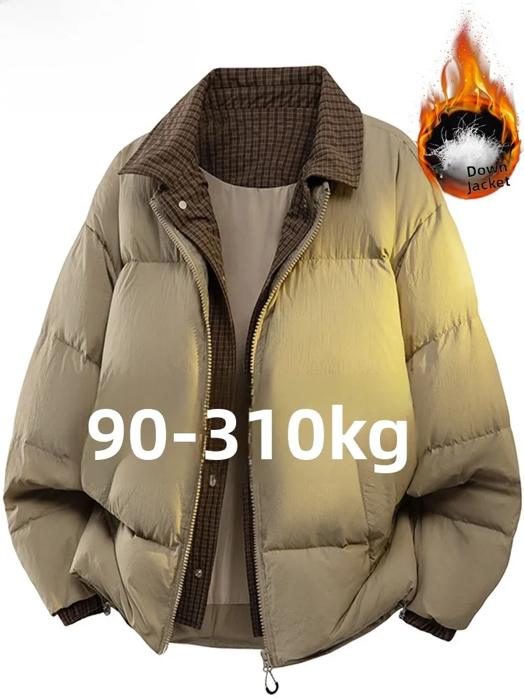 

Мужское пуховое пальто Mo Cha Tided, свободное пальто с воротником-стойкой, теплое, морозостойкое, большого размера, на молнии, длинное пальто све